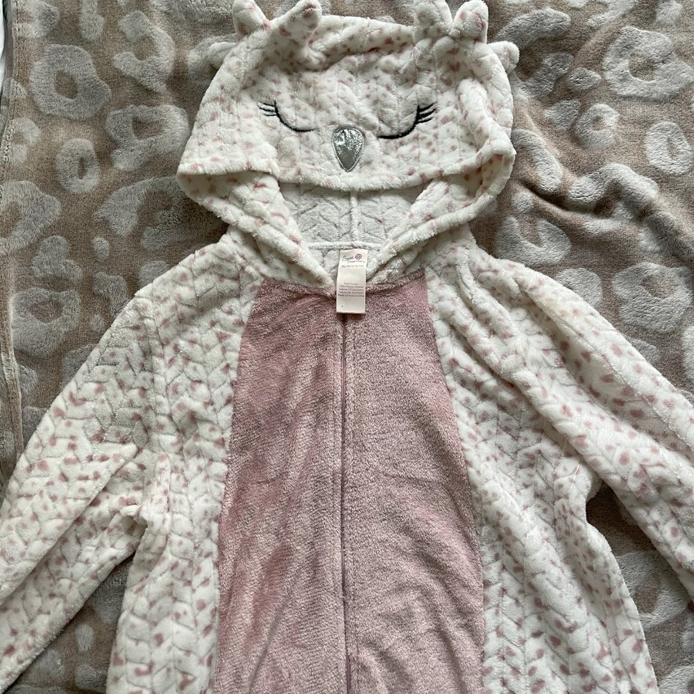 Secret Treasures Adult Owl Hooded Onesie Size XL Light Pink/ White Color